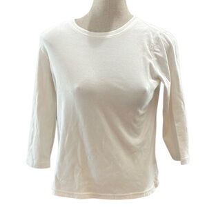 Relativity top three-quarter sleeve cotton spandex stretch pull over round neck